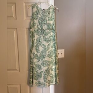 Long green & cream dress